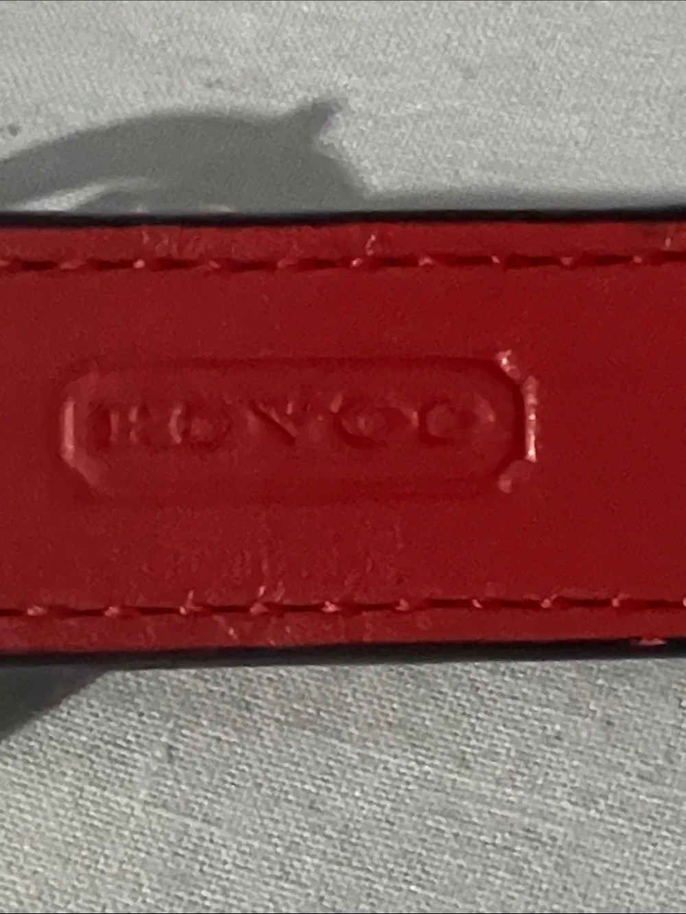 Coach Red Leather Key Ring with Silver Hardware